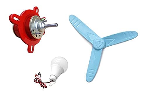 RASHRI ; One For All 12v DC Fan Motor High Speed with 9 Watt DC LED Bulb and Propeller for Home