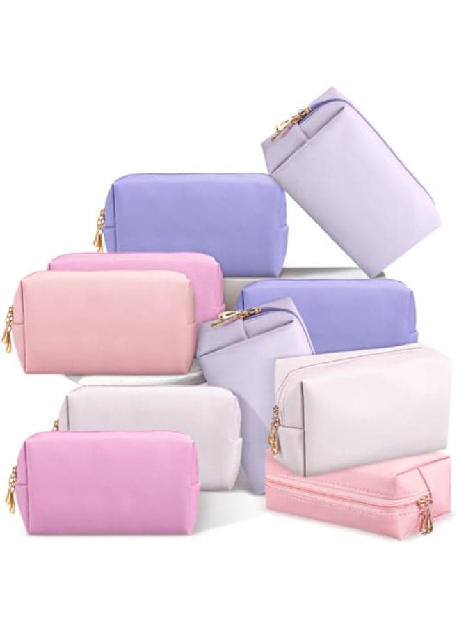 Kigeli 15 Pcs Aesthetic Makeup Bags PU Leather Cosmetic Pouches Waterproof Plain Toiletry Bags Makeup Pouches Bulk for Women Party Gift Travel Storage OrganizerPink Purple