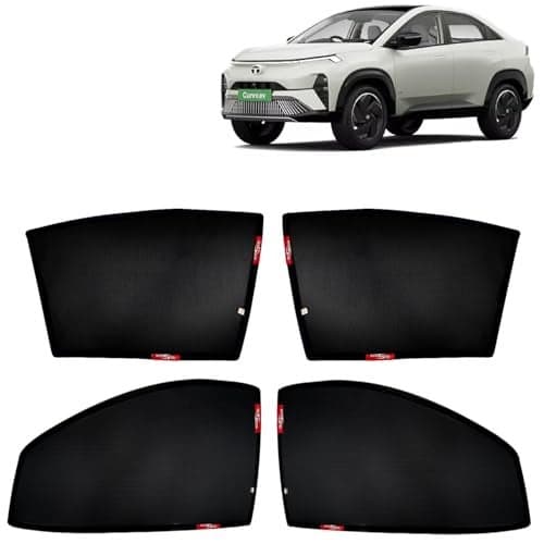 KINGSWAY Accessories Car Sun Shade Z-Black Non Magnetic Fix Type Curtains Only Compatible with Tata Curvv EV Year 2024 Onwards All Model, Only Half Cut in Front Window, Car Curtains, Pack of 4 Pcs