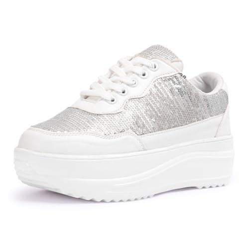 Vendoz Women White Party & Casual Glitter Wedding Sneakers CNV4026WT-41