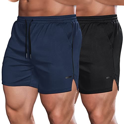 COOFANDY Men's 5" Gym Workout Shorts Lightweight Mesh Running Shorts Quick Dry Sports Athletic Joggers with Pockets Navy Blue/Black