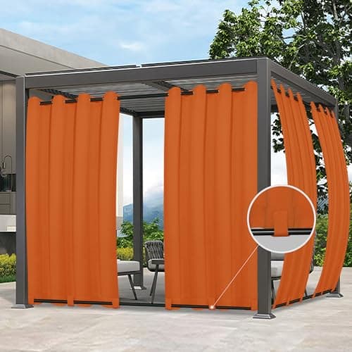 EasyGoing Outdoor Curtains Waterproof Windproof Weatherproof Curtain for Patio Cabana Porch Pergola and Gazebo Grommet Top and Tab Bottom Drape 1panel 54x84 inch Orange