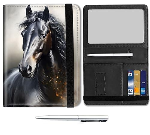 Mxfdegf Passport and Wallet Combo with RFID BlockingLeather Travel Documents Organizer Protector Passport Cover Passport Case Passport Holder for Women and MenCool Animal Horse