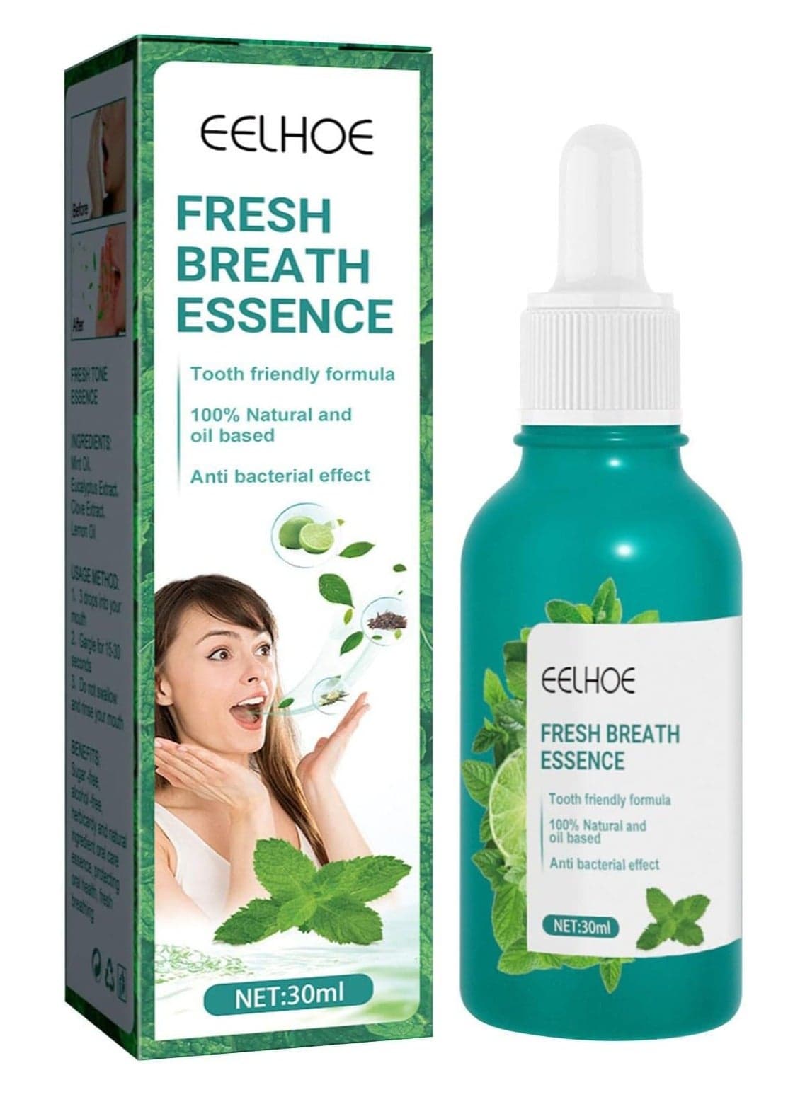 Mint Mouth Freshener - Mint Breath Essence | 30ml Cool Mint Pocket Essence for Fresh Breath Sugar Free Minty Bad Breath Refresher Drop