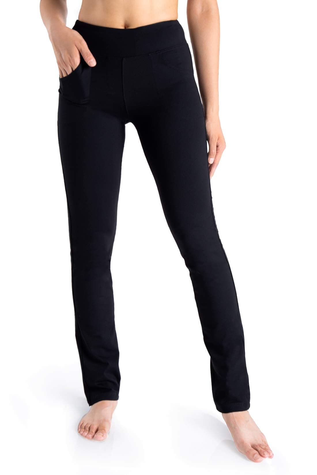 Yogipace5 PocketsWomens Straight Leg Yoga Pants Stretch Work Dress Pants Slim Fit31BlackSize L