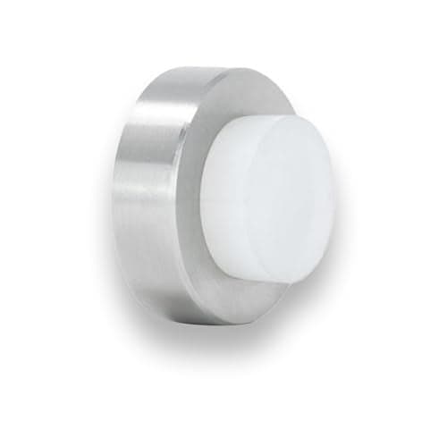 EVI | Wall Mounted Doorstop | 0.7'' x 1.37'' | Natural Silicone White Rubber | Adhesive or Screw Installation | Stainless Steel | Mod. I-254