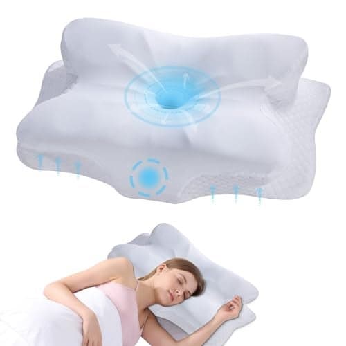 Cervical Neck Pillow Memory Foam Pillow for Neck Support and Pain Relief Ergonomic Contour Pillow for Side Back and Stomach Sleepers Soft and Cooling Ice Silk Washable Pillowcase