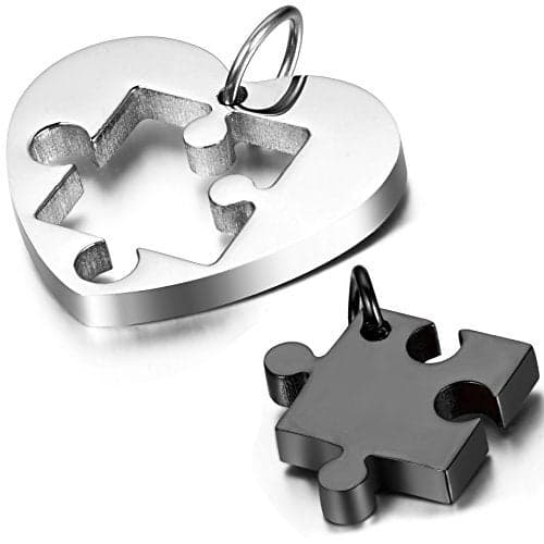 OIDEA Couple Puzzle Necklace Relationship Unique Jewelry Gifts for Girlfriend Boyfriend Wife Husband