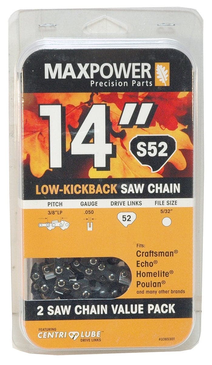 Maxpower 2 Pack Replacement Chains for 14" Craftsman, Echo, Homelite, Poulan & Other Saws (S52) (336530T)