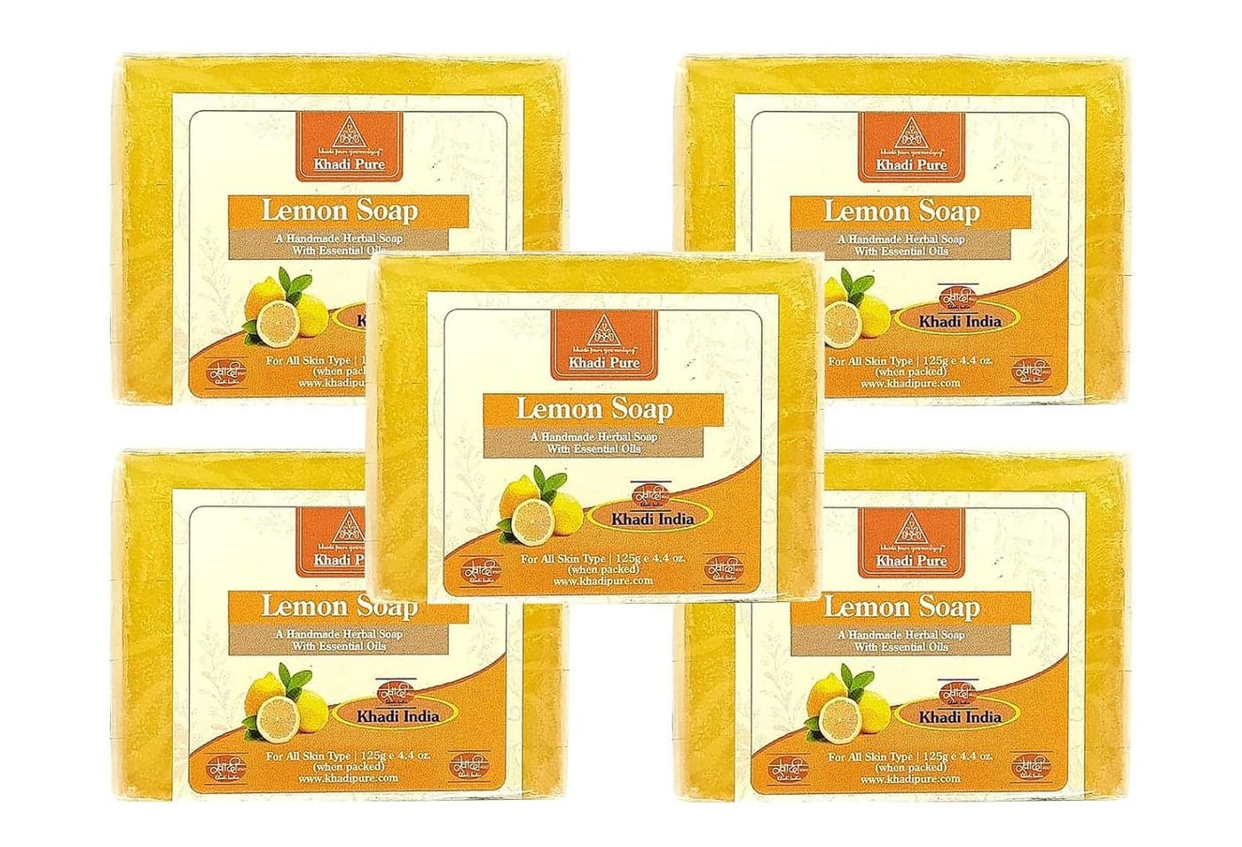 Khadi Pure Herbal Lemon Soap 125g Pack of 5 625g