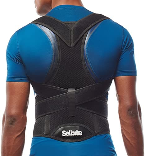 Selbite Back Brace Posture Corrector for Men and Women - Adjustable Posture Brace for Upper and Lower Back Pain Relief - Muscle Memory Support Straightener (Small (Waist 28”-32”))