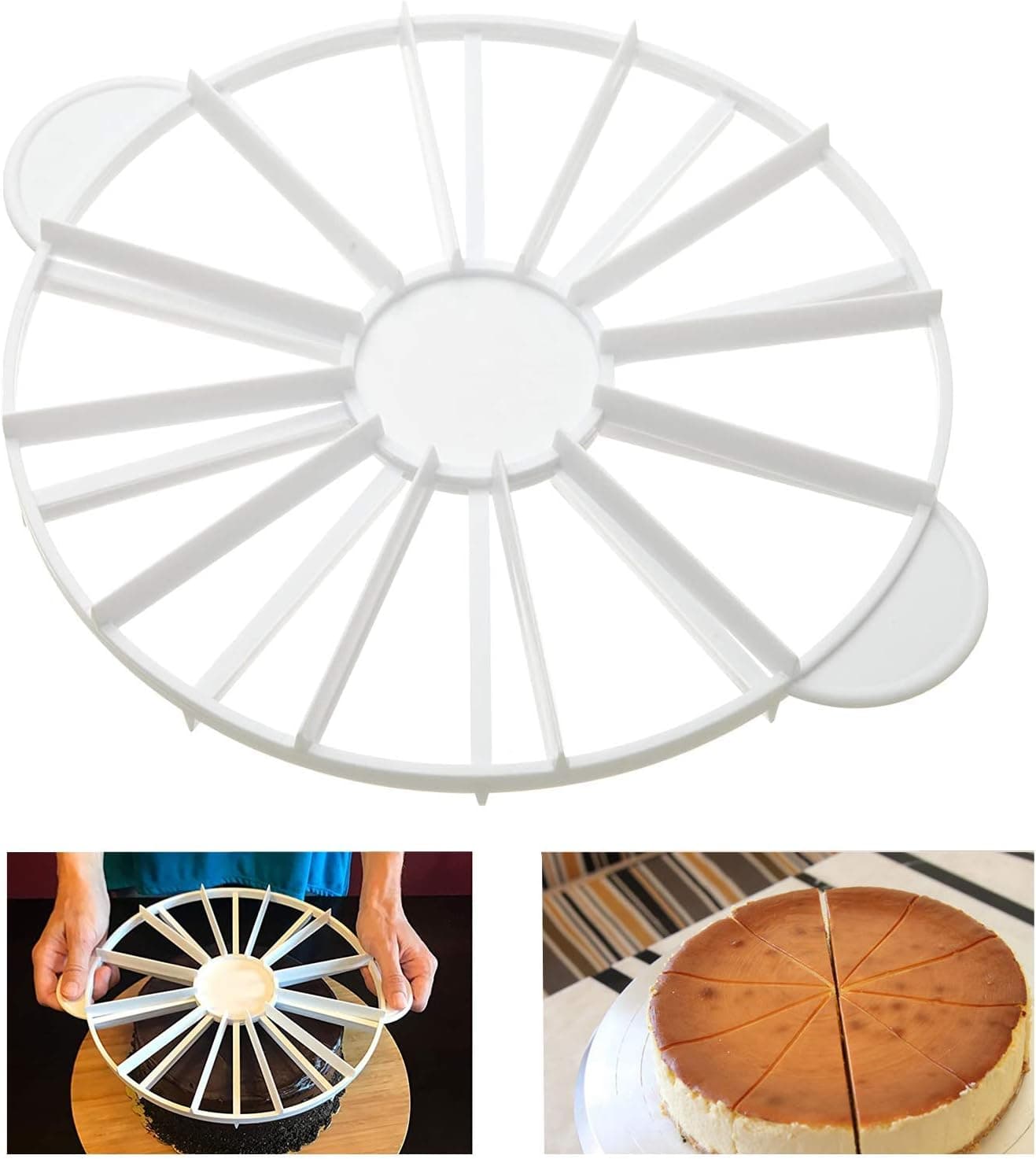 Round Cake Slice Pie Slicer Marker Cake Divider Cheesecake Cutter Double Sided Cake Portion Marker 10 or 12 SlicesWorks for Cakes Up To 16Inches Diameter