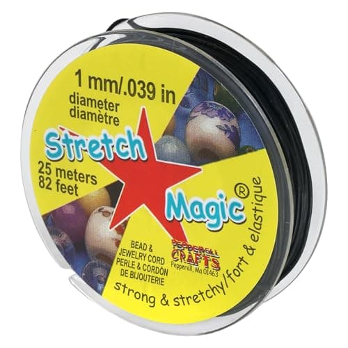 Stretch Magic Elastic Beading Cord Black Color 1mm in Diameter 25Meter 82 ft Easy to Knot Strong Stretchy String for Making Beaded Jewelry