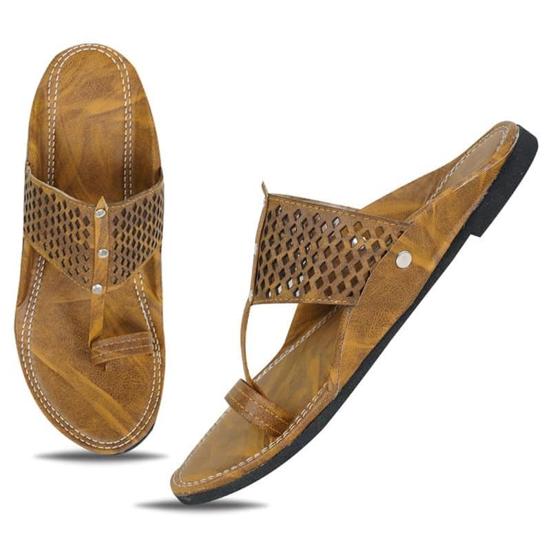 DFR Ethnic Sandals For Boys Men, Comfortable Men's Rajasthani Slippers Chappals, Color – BROWN, UK Size 5