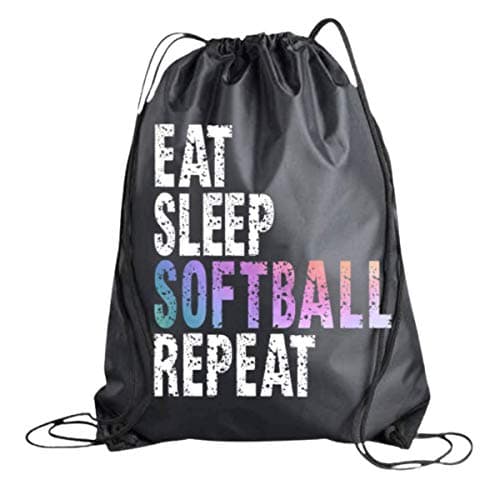 Sportybella Drawstring Bag – Backpack for Sports Lovers, Lightweight Cinch Sack for Girls, Gift for School, Sports & Travel (Softball)
