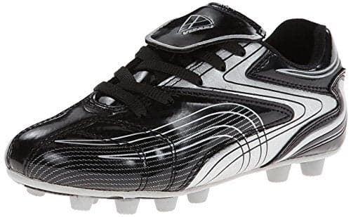 Vizari Striker FG Soccer Shoes | Firm Ground Cleats for Outdoor Surfaces and Fields | Lightweight and Easy to wear Youth Outdoor Soccer Cleats | Black/ Silver | 10.5 Little Kid
