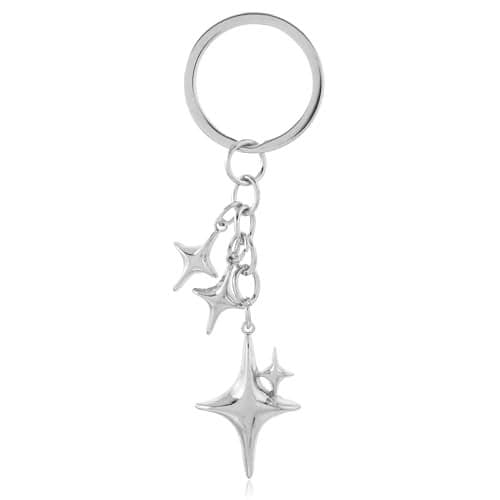 GANDC Aesthetic Star Moon Keychain Cute Dainty Stainless Steel Key Ring for Purse Handbag Backpack Bag Charms Car Holder
