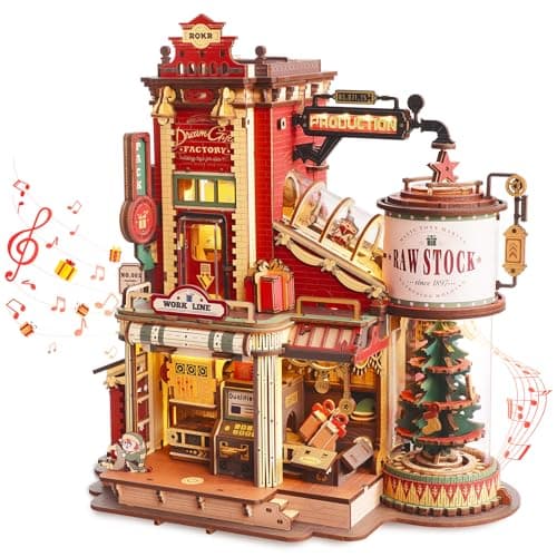 ROKR 3D Wooden Puzzle for Adult Gift Factory Mechanical Model Kit with Music Lights 449pcs Adult Wooden Puzzles DIY Building Toy for Adults
