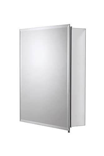 Croydex Winster Single Door, Recessed or Surface Mount, Hang 'n' Lock Medicine Cabinet , 16''W x 20''H, Aluminum