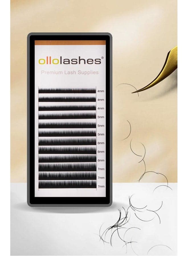 Bottom Lash Extension J Curl 0.05mm Mix4-7mm 4mm 5mm 6mm 7mm Black Color Bottom Lash Extensions, Professional Supplies for Lash Techs (Bottom-J-0.05, 4-7mm)