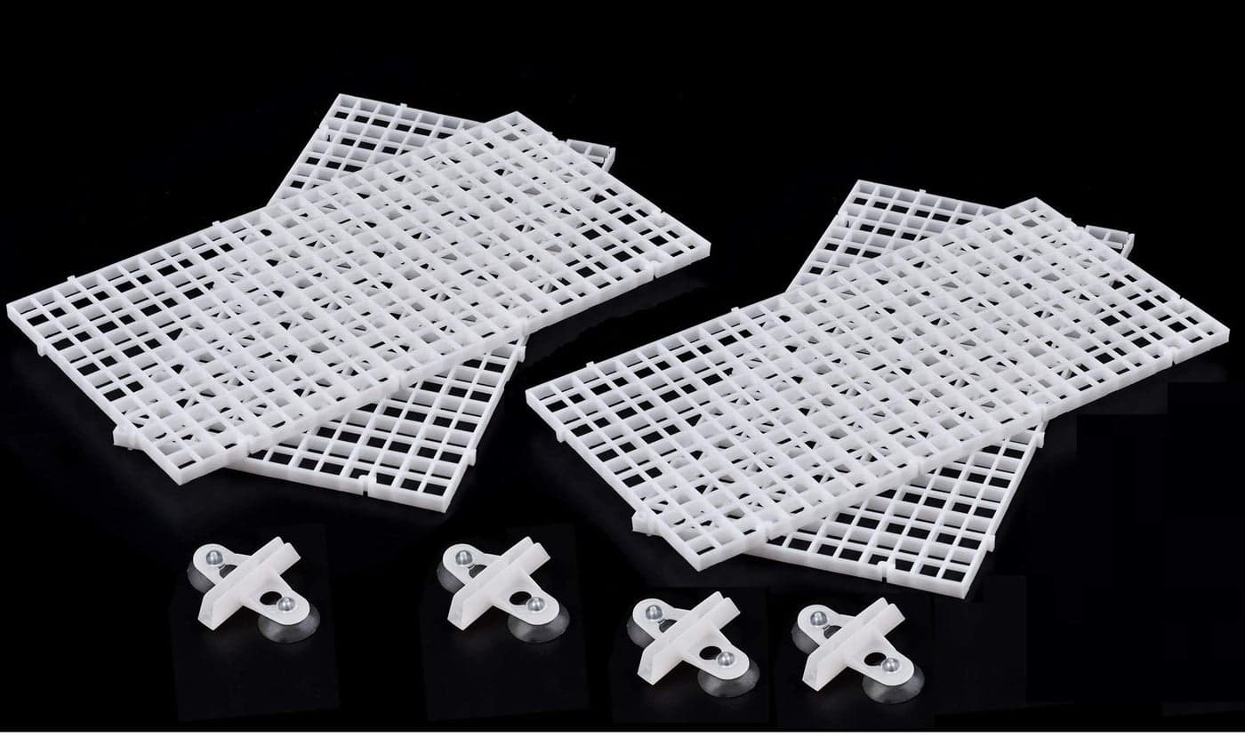 SANSEFERO Premier Plants Aquarium White Divider 4 Pcs With 4 Pcs Grid Divider/Aquarium Fish Tray Egg Crate/Turtle Climber/Bottom Filter Isolation Board (White)