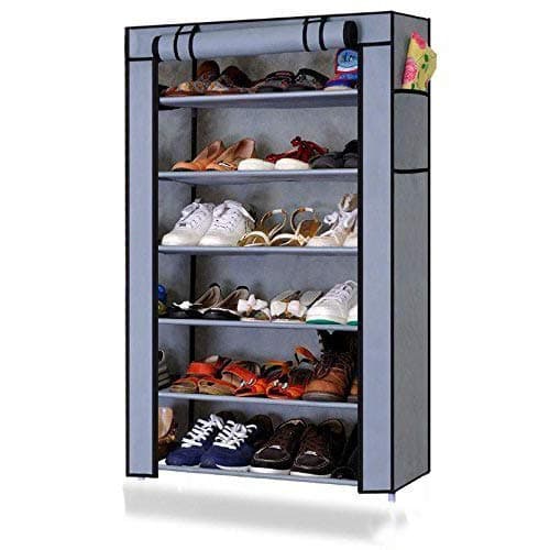 Ebee Grey 6 Shelves Collapsible Plastic Shoe Rack