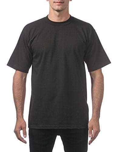 Pro Club Men's Heavyweight Cotton Short Sleeve Crew Neck T-Shirt, Black, 5XL-Tall
