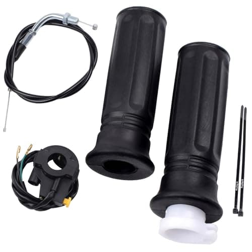 Royitay 7/8" Twist Throttle Accelerator Handle Grips, 75" Throttle Cable With ON OFF Switch for Mini Bike 49cc 50cc 80cc 90cc 110cc 125cc 212cc Pit Bike Dirtbike Go Kart Zooma Stand Up Gas Scooter
