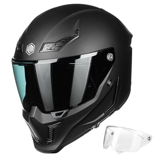 ILM Motorcycle Helmets for Adult Men Women Full Face DOT ECE Powersports Dual Visor Street Racing Helmet with Pinlock Cascos para Motos Model MF509 (Matte Black, S)