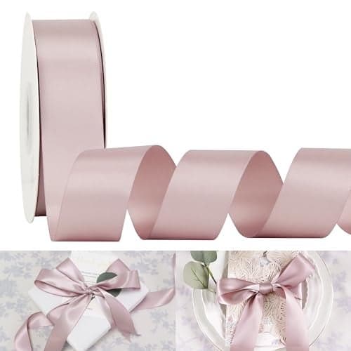 HUIHUANG Dusty Rose Ribbon 15 inch Double Face Satin Ribbon Silk Like Ribbons 50 Yards Roll for Gift Wrapping Bows Making Floral Bouquet Wedding Invitations Decor Party Favor Craft Supplies