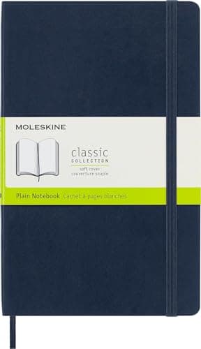 Moleskine Classic Notebook, Soft Cover, Large (5" x 8.25") Plain/Blank, Sapphire Blue, 192 pages