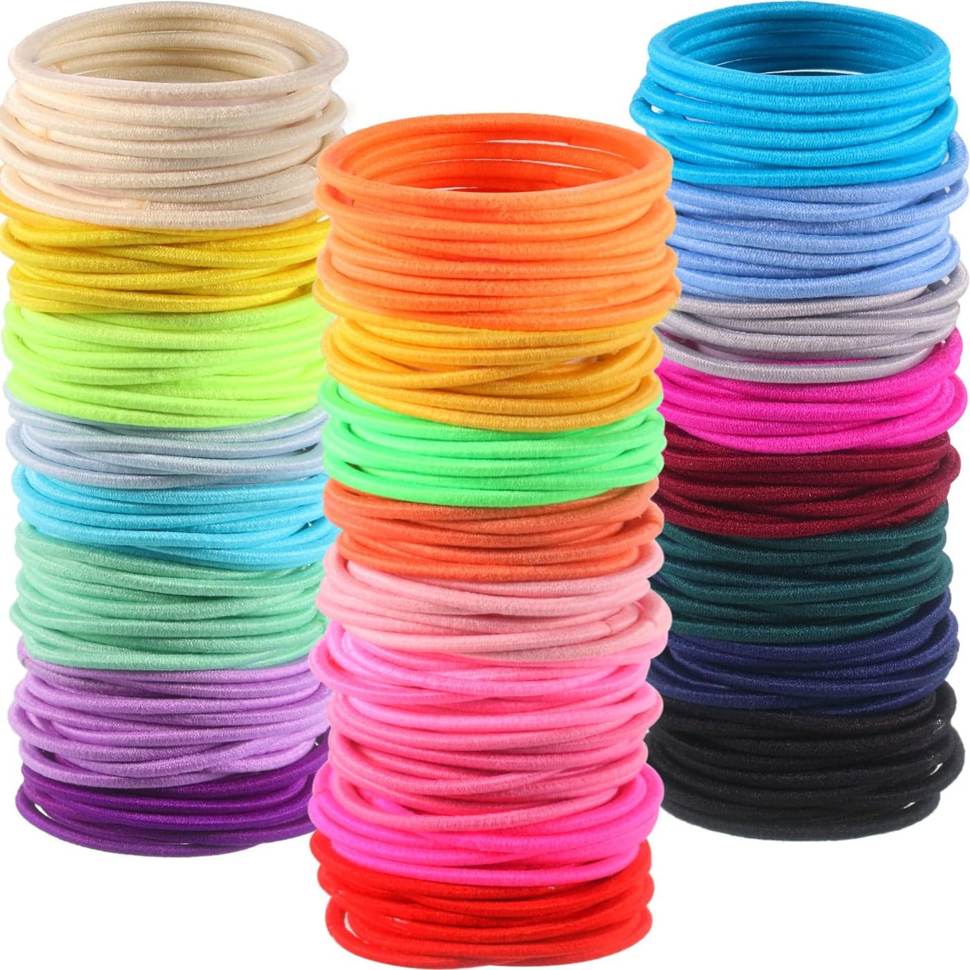 TecUnite 500 Pieces Nometal Hair Elastics Stretchy Hair Ties Ponytail Holders Elastic Hair Bands for Women 2 mm x 25 cm Multicolor