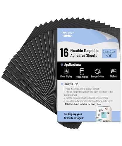 Mr. Pen- Adhesive Magnetic Sheets, 4" x 6", 16 Pack, with Adhesive Backing, Flexible Picture Magnets, Cuttable Magnetic Sheets