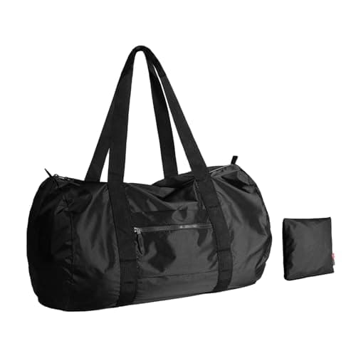 pack all Lightweight Travel Duffel Bag, Water-Resistant Sports Gym Bag, 32L Foldable Weekender Bag for Fitness, Hiking and Camping (Black)