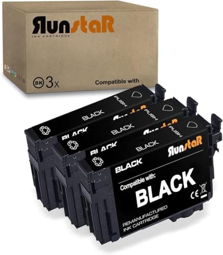 Run Star Remanufactured for 200XL Black Ink Cartridge Replacement for Epson 200XL T200XL T200 for Expression Home XP200 XP300 XP310 XP400 XP410 Workforce WF2520 WF2530 WF2540 Printer 3 Black