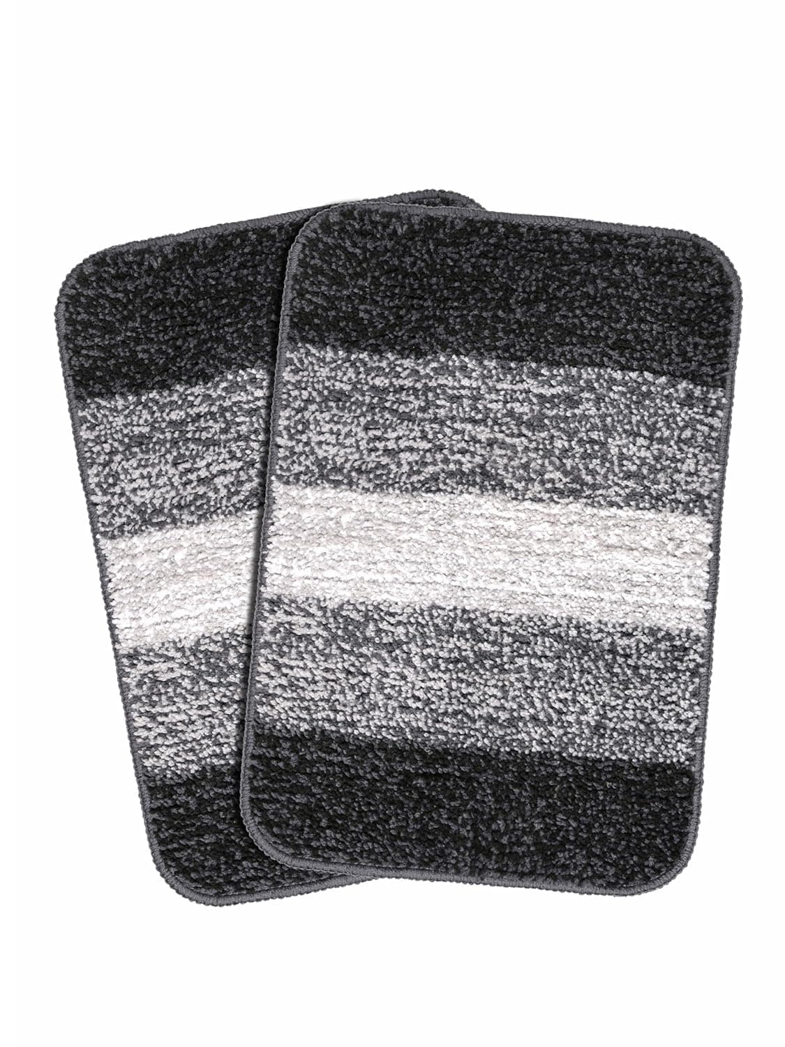 Status Contract Anti Slip Microfiber Mat for Bathroom| Machine Washable Bathroom Anti Skid Mats for Bathing Area & Shower |Black (Pack of 2)