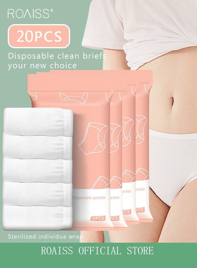 20 Pack Set Women's Disposable Briefs Pregnant Confinement Postpartum Sterile High Stretch Panties Mid-Waist Hygiene Soft Underpants Individual Package Underwear White