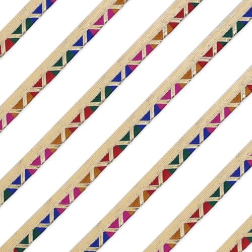 EmbroideryMaterial Laces and Borders Material Golden Gota Patti Lace for Saree Border, Dresses, Dupatta, Blouse, Kurta, Embroidery & Sewing (Multicolor & Gold, 8 Meters, 12 MM Wide)