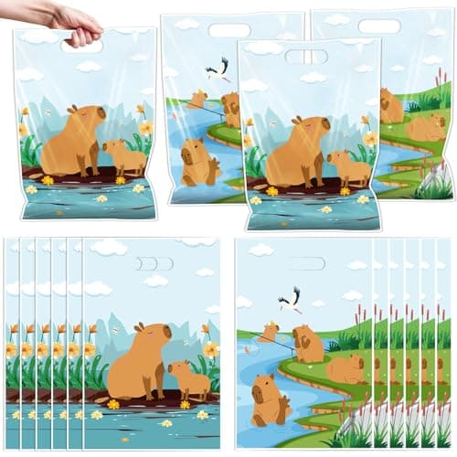 Falueqg Capybara Party Favor Bags 50 Pcs Cute Capybara Goodie Pinata Party Grab Bags Animal Candy Boxes Baggies for Wedding Birthday Baby Shower