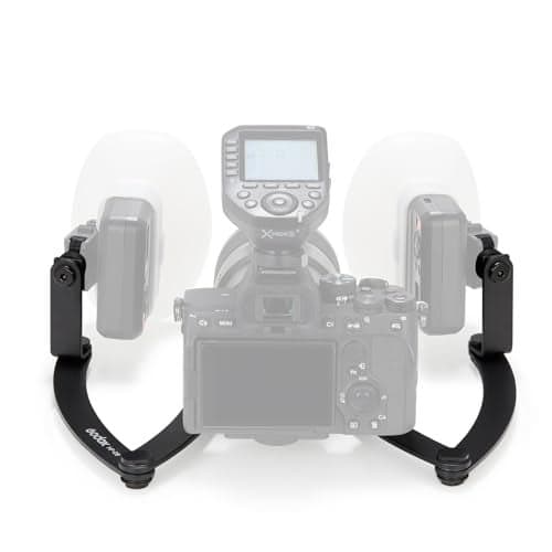 GODOX MF-DB Flexible Flash Bracket with Dual Flash Mounts Aluminum Alloy 360°Rotatable Head for Dental Photography Portrait Macro Photography Compatible with Nikon/Sony DSLR Cameras