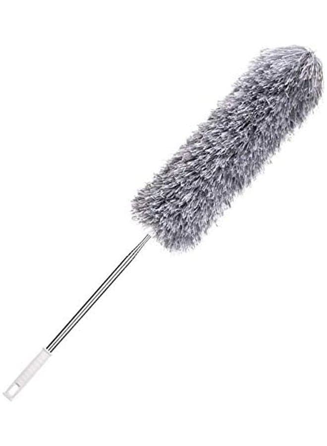 Grey Silver White Microfiber Duster with Extendable Pole