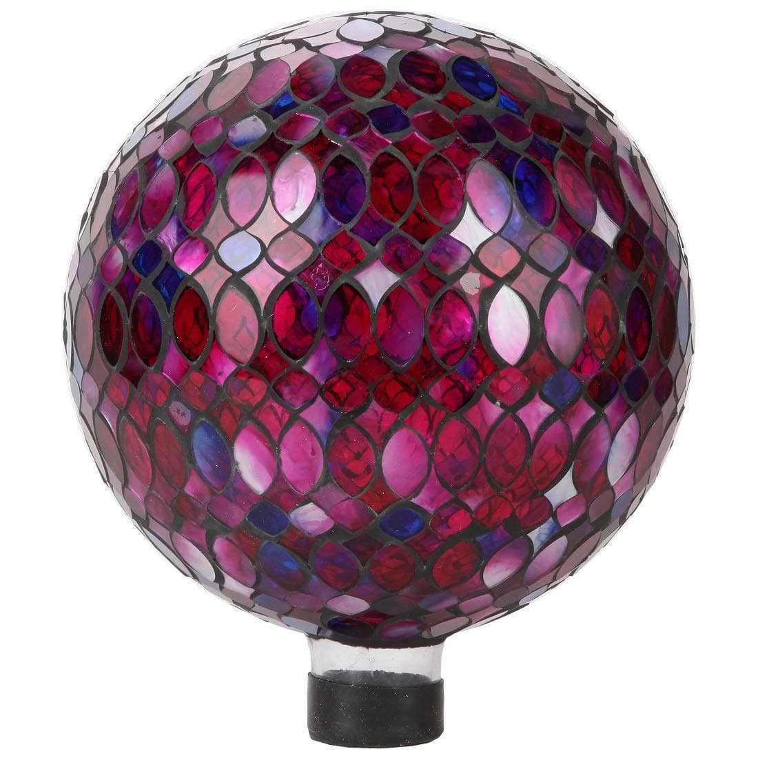 Lilys Home Colorful Mosaic Glass Gazing Ball Designed with a Stunning Holographic Petal Mosaic Pattern to Bring Color to Any Home and Garden Red Blue Purple 10 Inches Dia