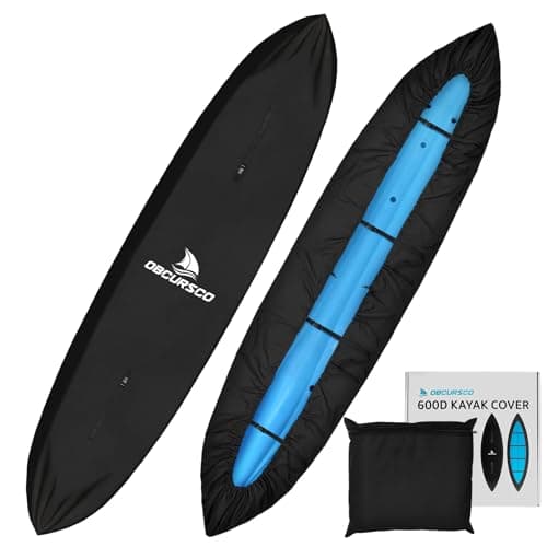 Obcursco 600D Kayak Cover Waterproof 93165FT Thickened UVProof Tear and Fade Resistant Canoe Cover Kayak Covers for Outdoor and Indoor Storage Perfect as Kayak Accessories for SUP Paddle Board