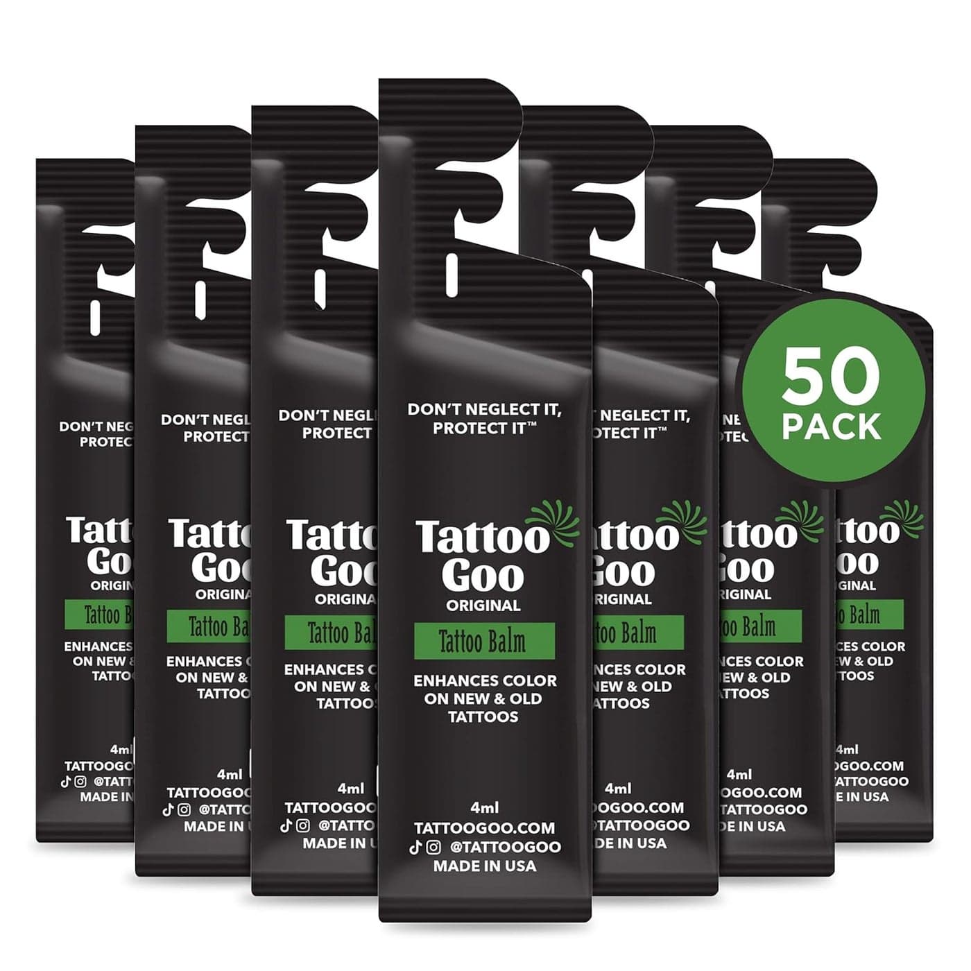 Tattoo Goo Original Aftercare Balm Bulk Individually Packaged Natural Tattoo Balm with Beeswax and Cocoa Butter Soothing Ointment Brightening Care 50 Travel Size Packets