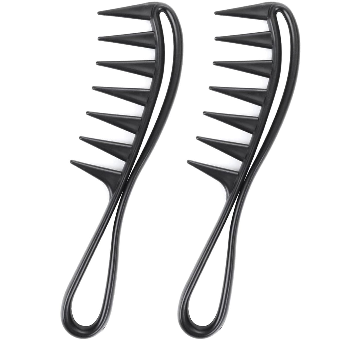 WLLHYF 2 Piece Wide Tooth Comb Curling Shark Combs Hair Styling Accessories Professional Salon Afro Coarse Comb AntiStatic Durable Hairdressing Tool for Men Women Styling Black
