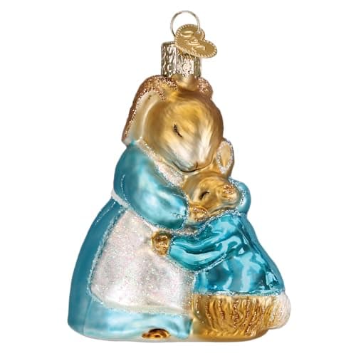 Old World Christmas Mrs. Rabbit and Peter Glass Blown Ornament for Christmas Tree, Handcrafted Holiday Decoration, Peter Rabbit Collection