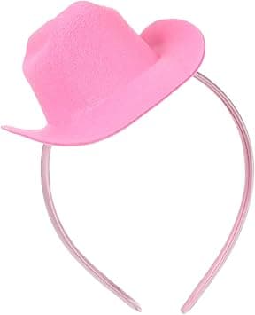 Healeved Pink Mini Cowgirl Hat Headband Adjustable Polyester Cowboy Hat for Women Cute and Breathable Perfect for Party Dress up and Carnival