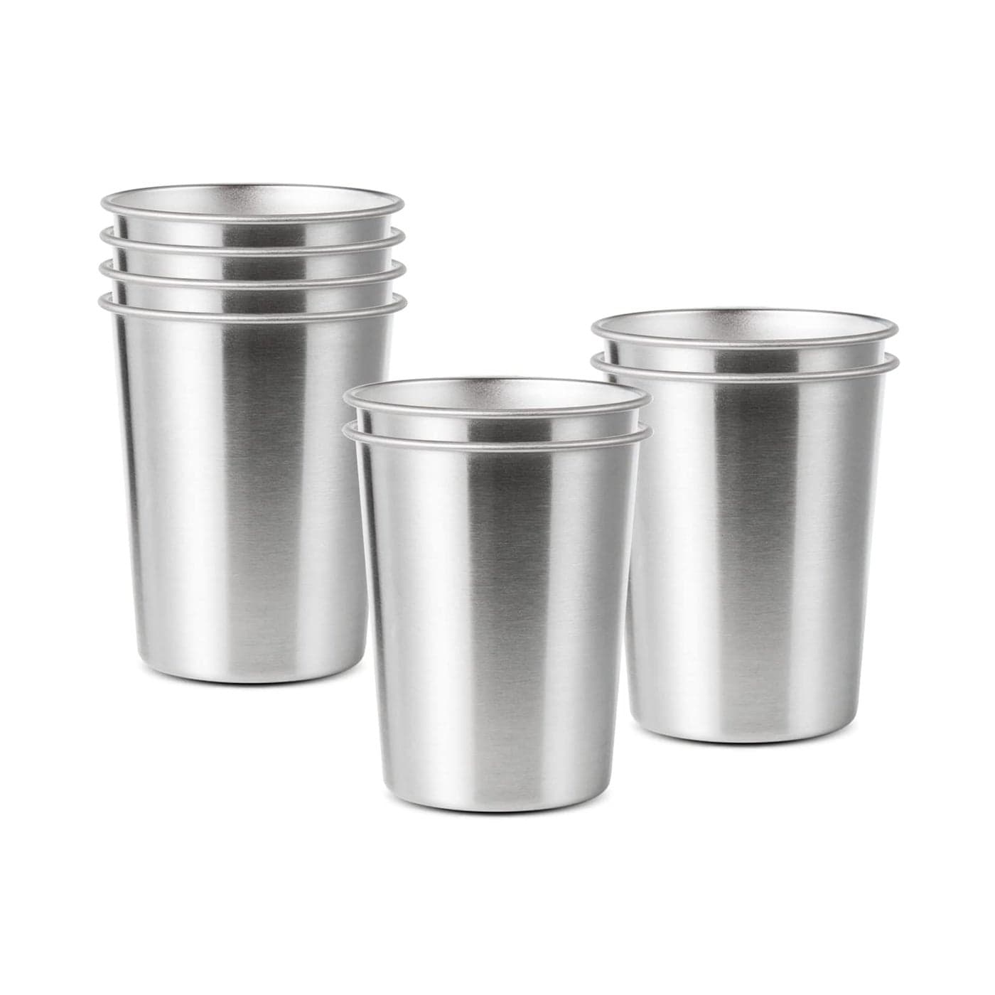 YOLCAR 8 Pack 6 oz Stainless Steel Cups for Kids BPA Free Healthy Metal Shatterproof Stackable Pint Drinking Cups