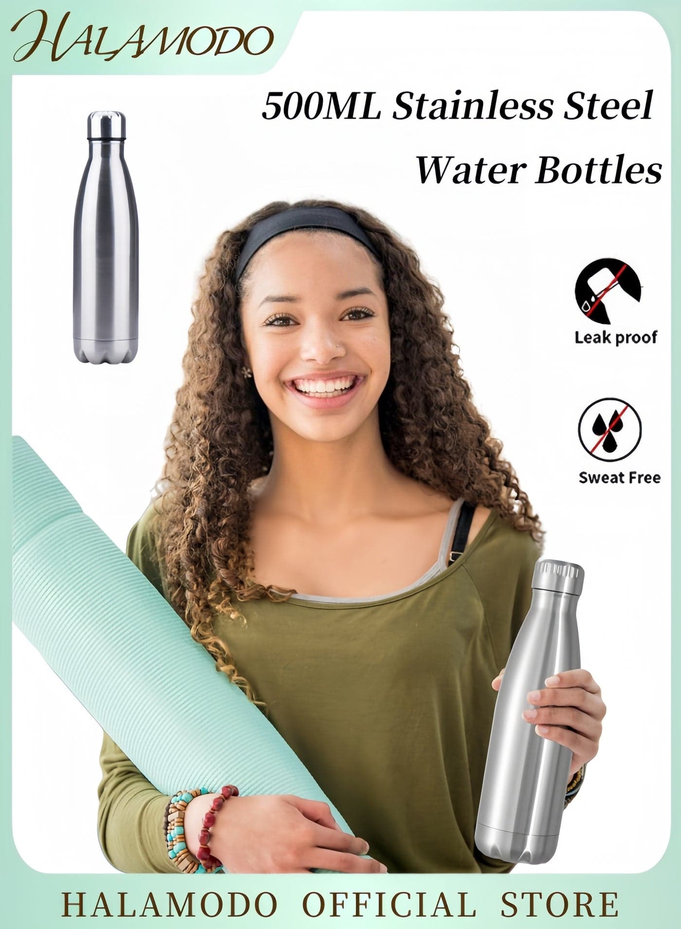 500ML Stainless Steel Water Bottles Vacuum Cola Shape Bottle Reusable Metal Sports Water Bottle Narrow Mouth Thermos Flask Keeping Warm & Cold