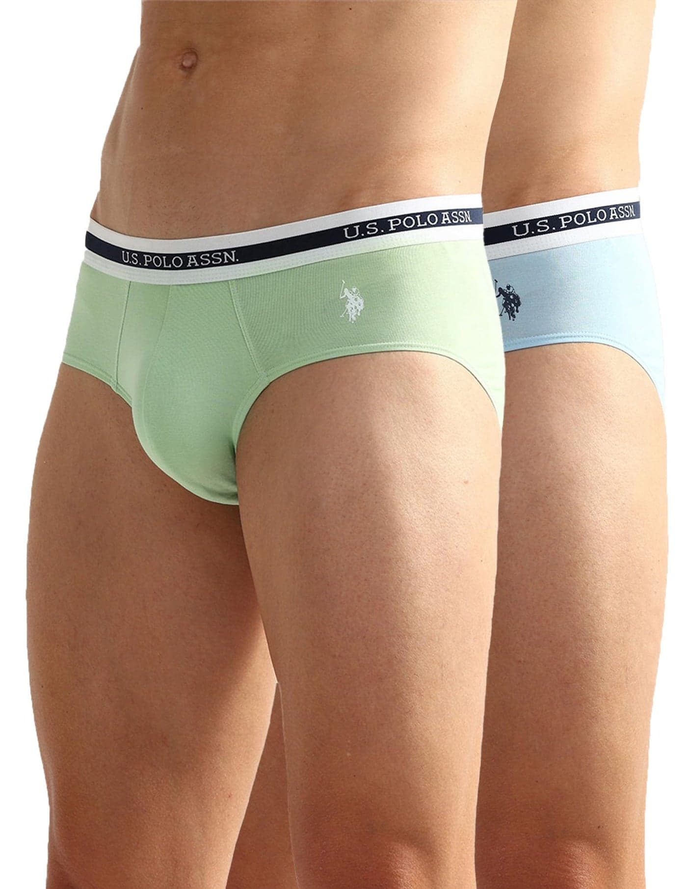 U.S. Polo ASSN Mens Elasticized Waist OEB09 Underwear Briefs - Pack of 2(Pastel Green - Pastel Blue L)